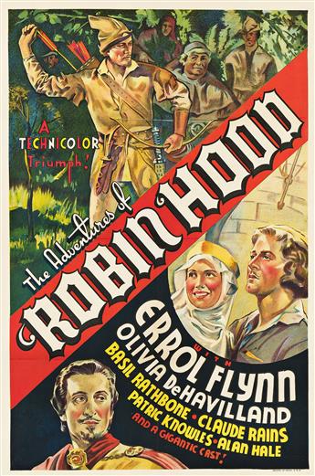 DESIGNER UNKNOWN. THE ADVENTURES OF ROBIN HOOD. 1938. 40½x27 inches, 102¾x68½ cm.                                                                